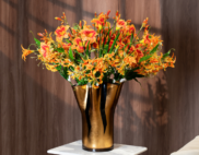 Hoa loa kèn màu vàng cam; Hoa dơn màu đỏ cam – Decora